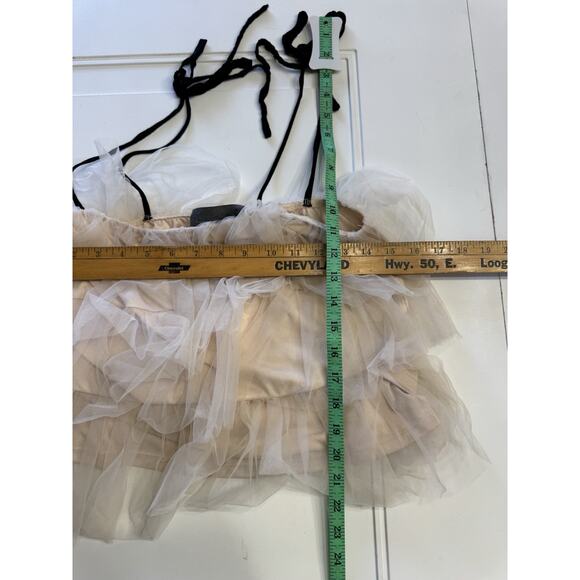 Anthropologie Sunday In Brooklyn Size S Tan Tulled Crop Tie Strap Tank Top - Picture 4 of 4